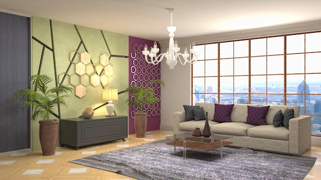 Illustration of the living room interior