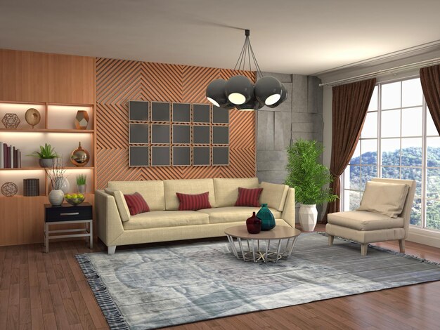 Illustration of the living room interior