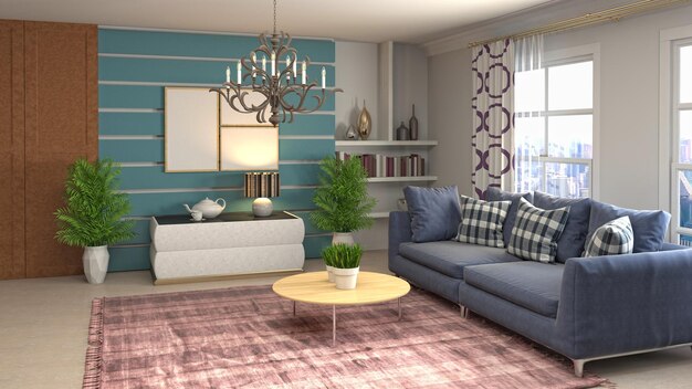 Illustration of the living room interior