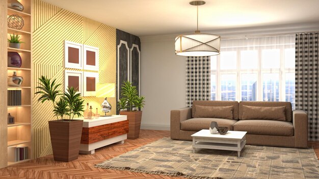 Illustration of the living room interior