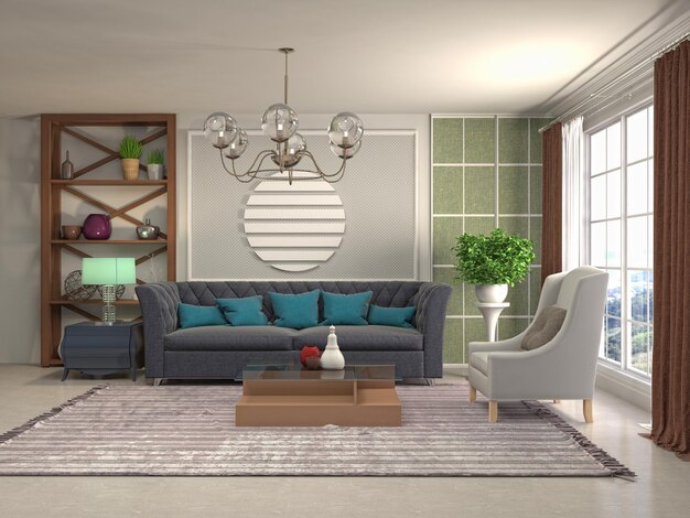 Illustration of the living room interior