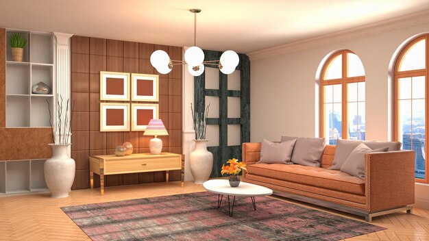 Illustration of the living room interior