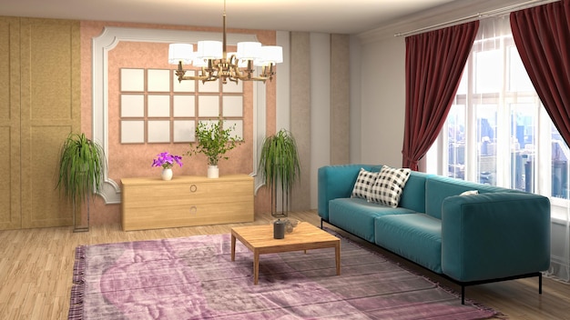 Illustration of the living room interior