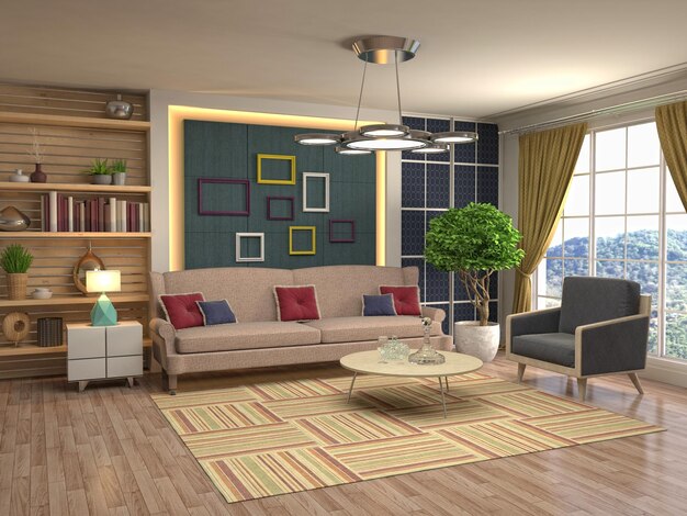 Illustration of the living room interior