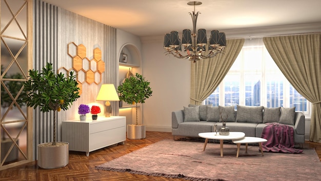 Illustration of the living room interior