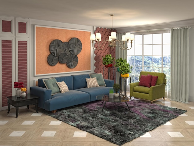 Illustration of the living room interior