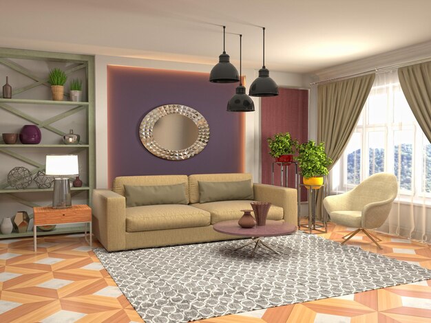 Illustration of the living room interior