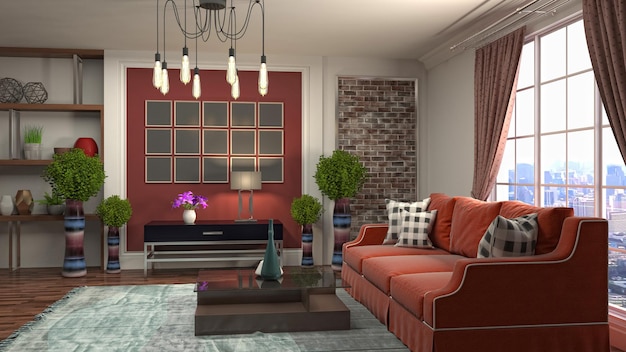 Illustration of the living room interior