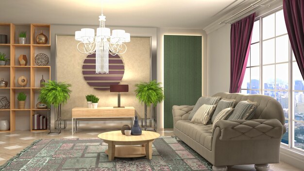 Illustration of the living room interior