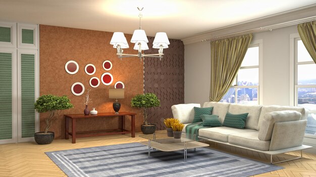 Illustration of the living room interior