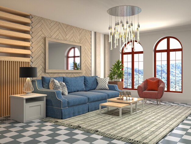 Illustration of the living room interior