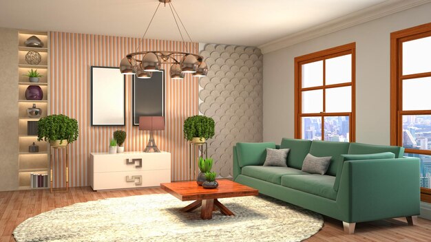 Illustration of the living room interior