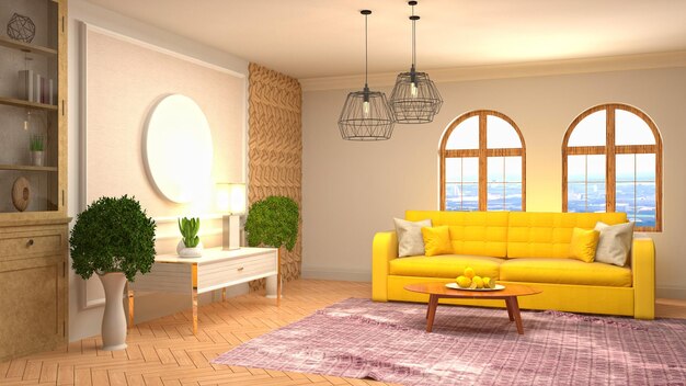 Illustration of the living room interior