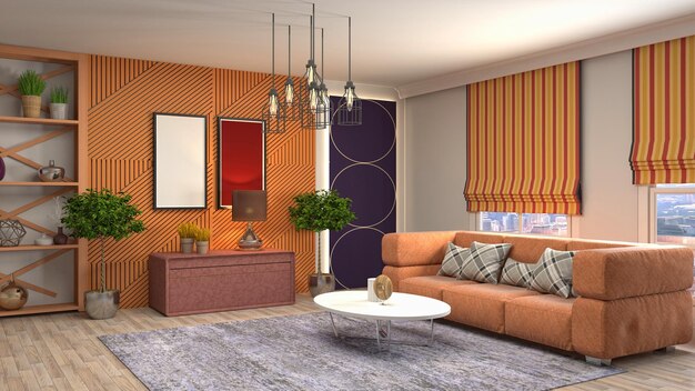 Illustration of the living room interior