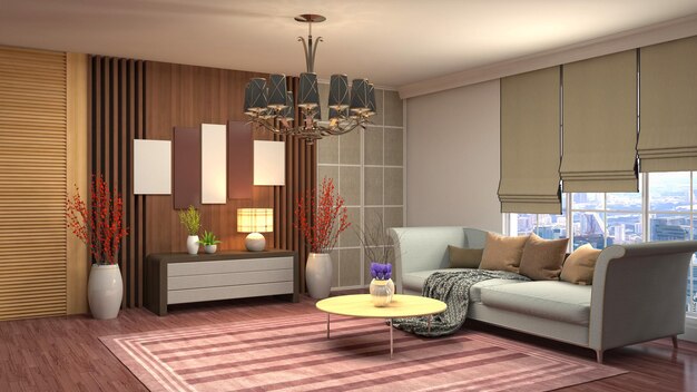 Illustration of the living room interior