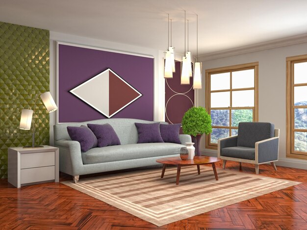 Illustration of the living room interior