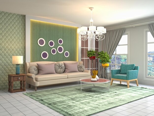 Illustration of the living room interior