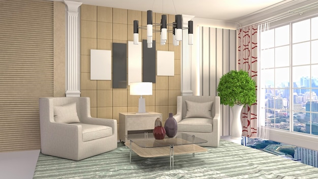 Illustration of the living room interior