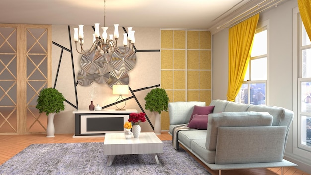 Illustration of the living room interior