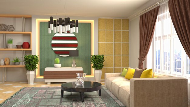 Illustration of the living room interior