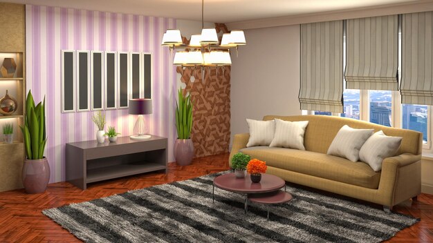 Illustration of the living room interior