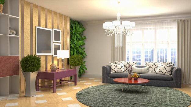 Illustration of the living room interior