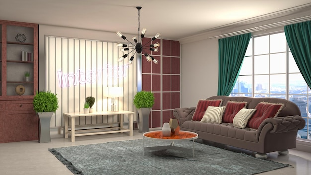 Illustration of the living room interior