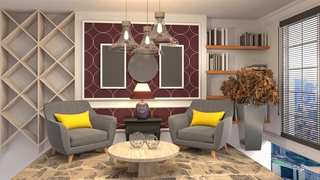 Illustration of the living room interior