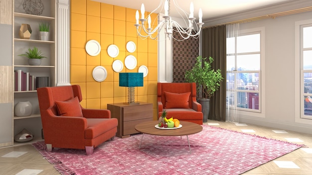 Illustration of the living room interior