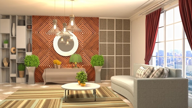 Illustration of the living room interior