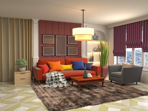 Illustration of the living room interior