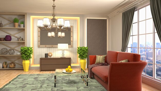 Illustration of the living room interior