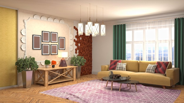 Illustration of the living room interior