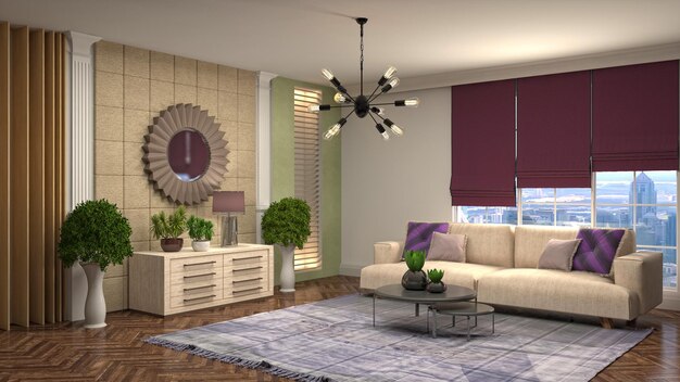 Illustration of the living room interior