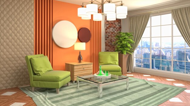 Illustration of the living room interior