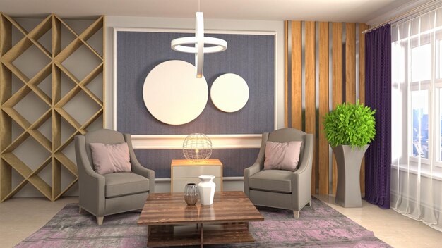 Illustration of the living room interior