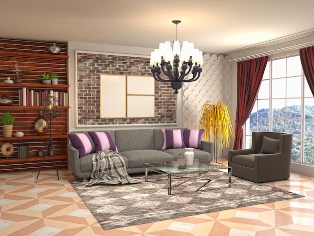 Illustration of the living room interior