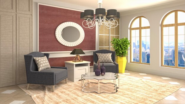 Illustration of the living room interior