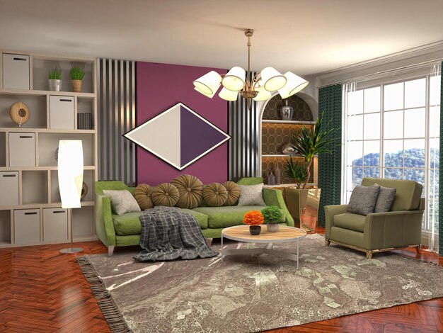 Illustration of the living room interior