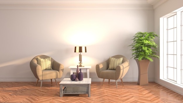 Illustration of the living room interior