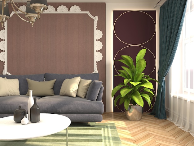 Illustration of the living room interior