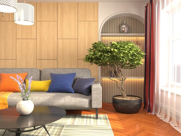 Illustration of the living room interior