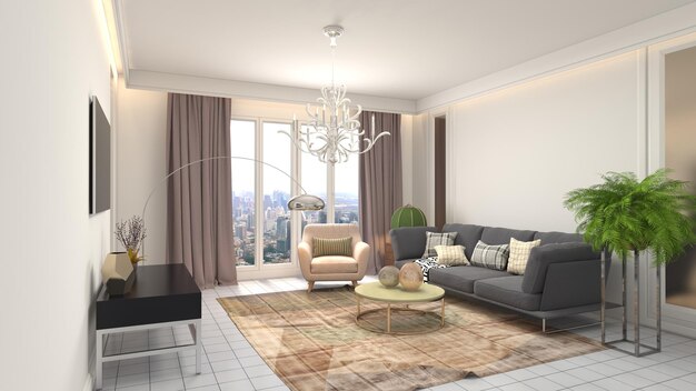 Illustration of the living room interior