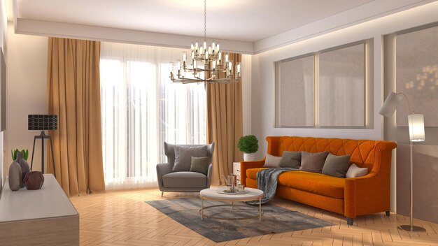 Illustration of the living room interior