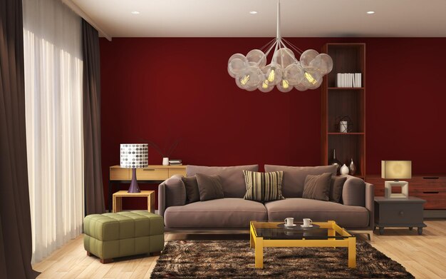 Illustration of the living room interior