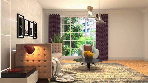 Illustration of the living room interior