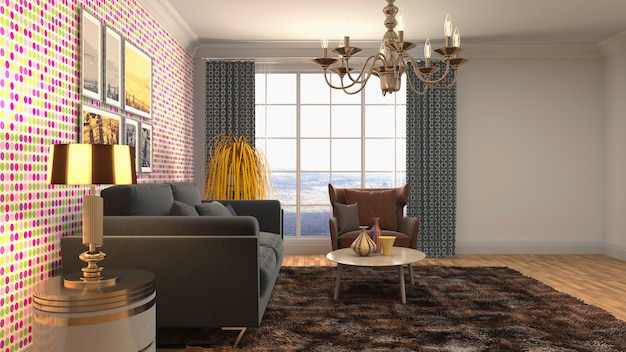 Illustration of the living room interior