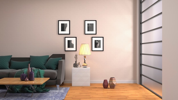 Illustration of the living room interior