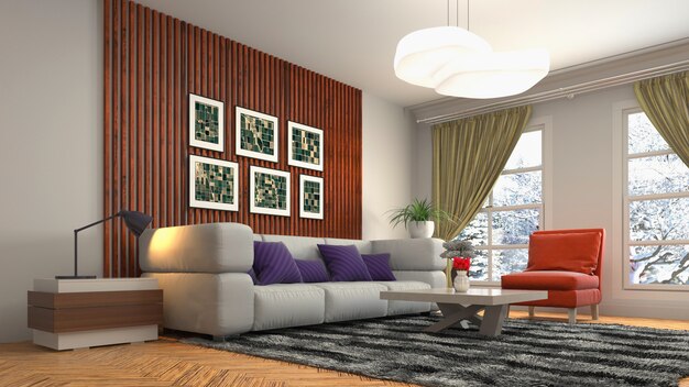 Illustration of the living room interior