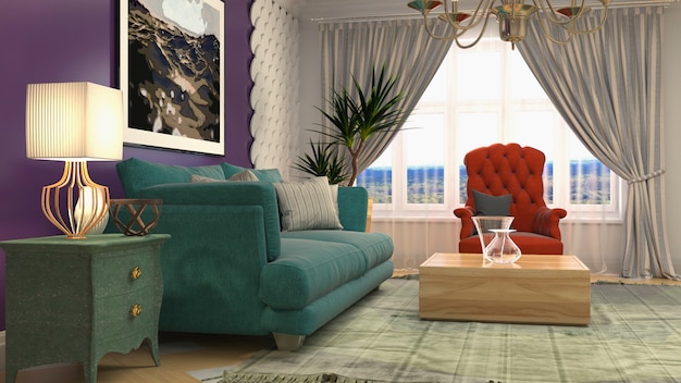 Illustration of the living room interior